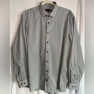J. Ferrar Long Sleeve Stretch Slim Fit Gray Button Up Shirt Mens Sz XL 17-17.5”